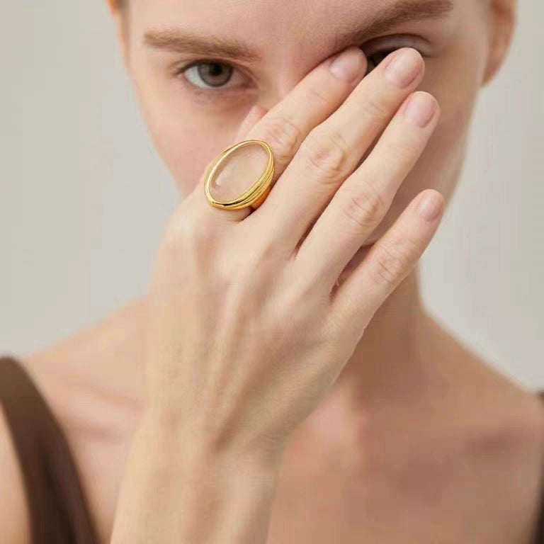Oval Citrine Gold Ring [OL2W7ET1]