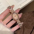 Oval Crystal Embellished Bracelet Watch [HAGSG74Q]