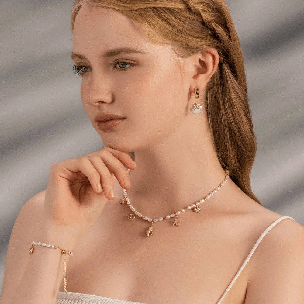 Pearl and Conch Shell Pendant Necklace [ACKRF2N3]