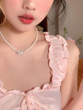 Pearl Bow Choker Necklace [6JUJ62H2]