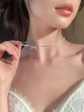 Pearl Bow Choker Necklace [8XLMFI8J]