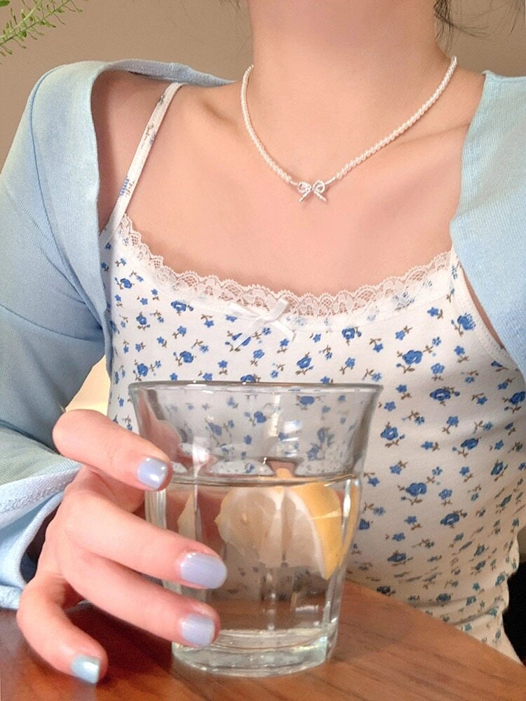 Pearl Bow Choker Necklace [RSL0SHCC]