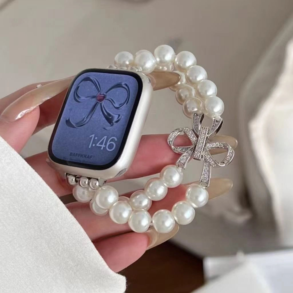 Pearl Bow Elastic Watch Strap [FLUE4S0A]