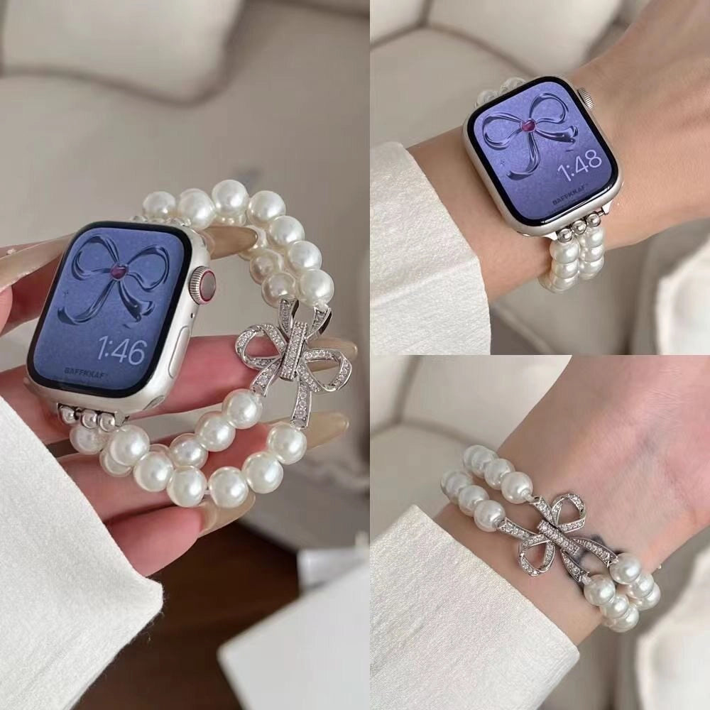 Pearl Bow Elastic Watch Strap [02DBJODP]