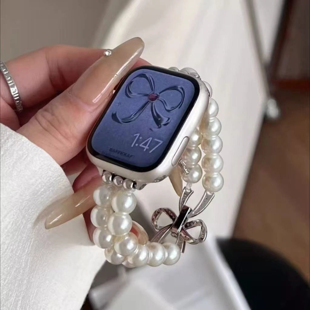 Pearl Bow Elastic Watch Strap [BR2TBLOC]