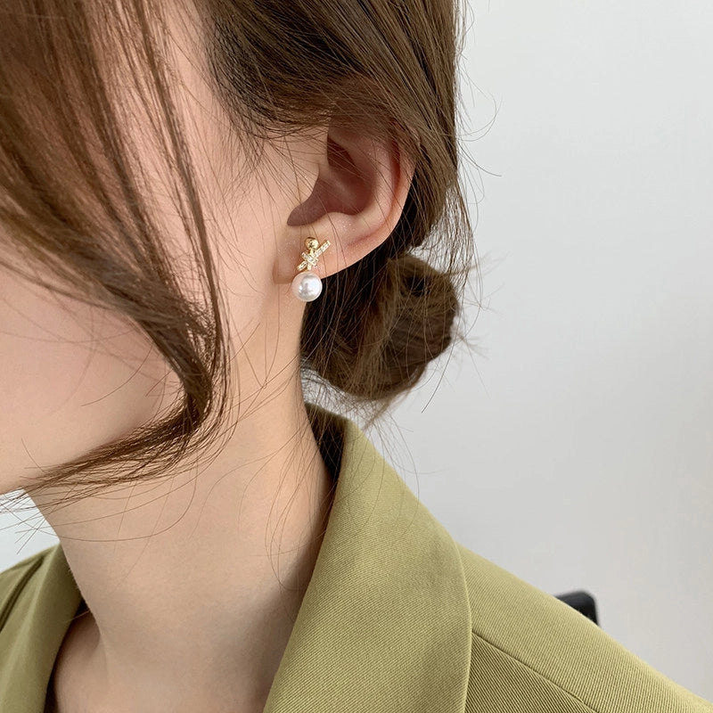 Pearl Bowknot Stud Earrings [PC9900X6]