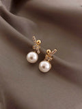 Pearl Bowknot Stud Earrings [XW95T4UX]