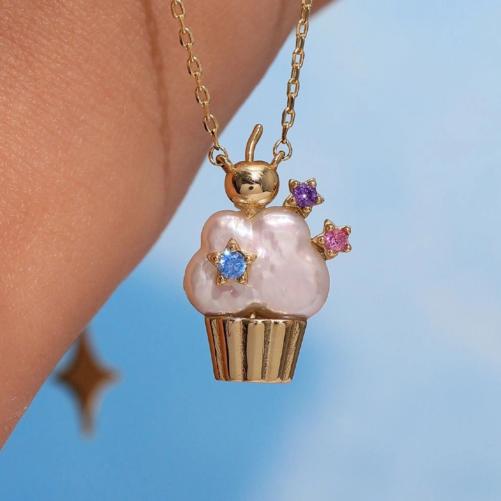 Pearl Chain Ice Cream Necklace [MMU0R1T7]