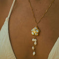 Pearl Flower Pendant Necklace [LLD0P3MW]