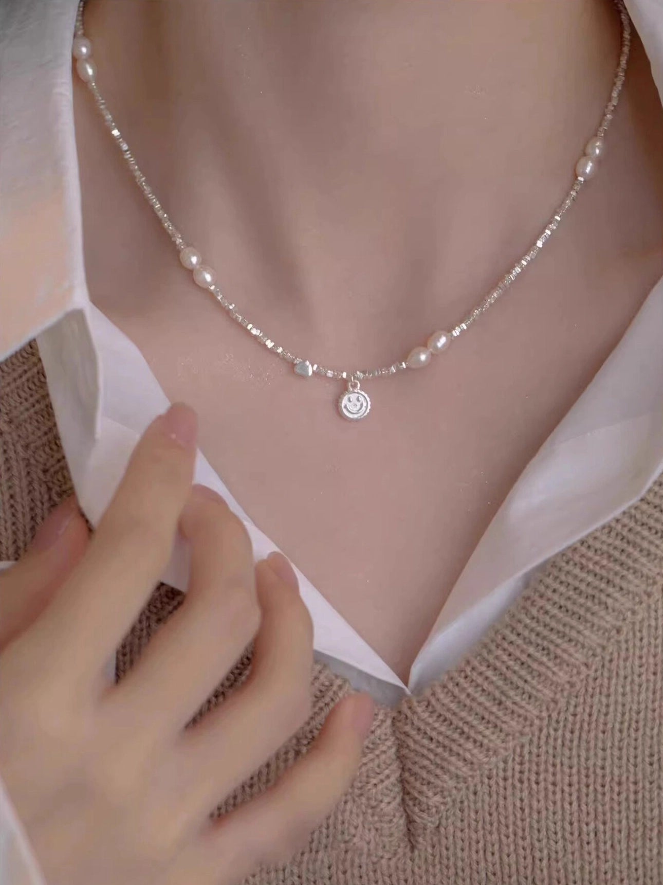 Pearl Heart Pendant Necklace [DB8Y6R3G]