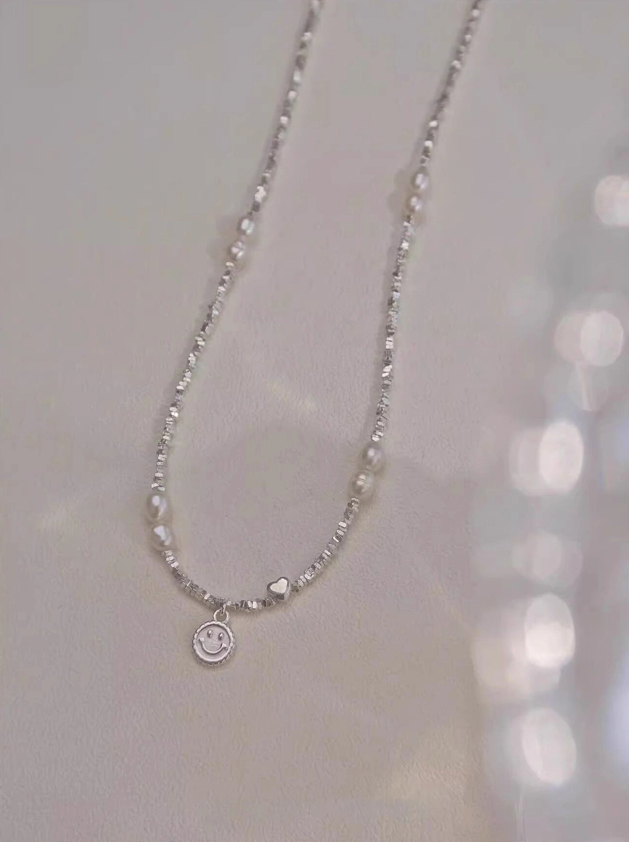 Pearl Heart Pendant Necklace [9L07XYZ8]