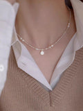 Pearl Heart Pendant Necklace [W81UI3BL]