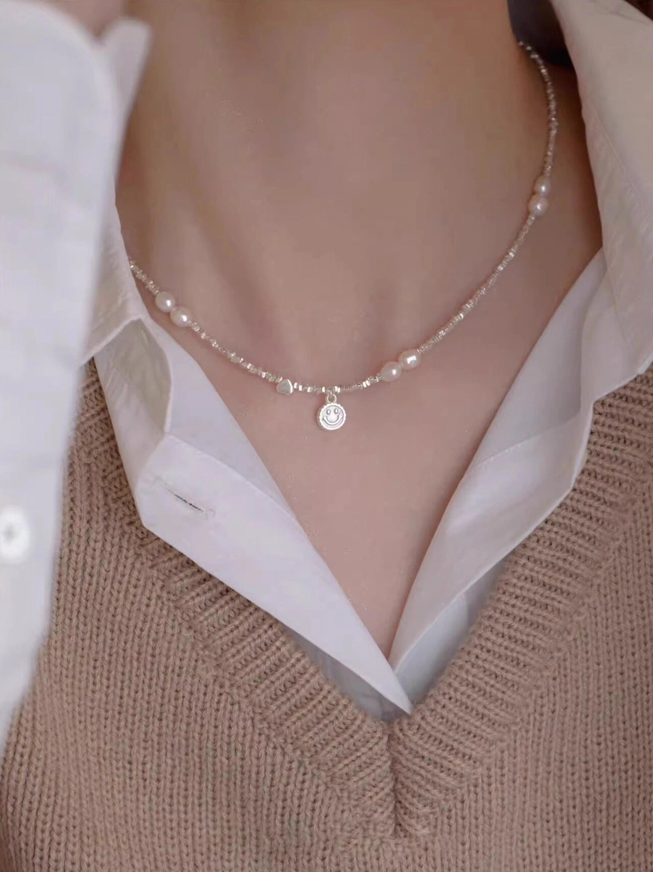 Pearl Heart Pendant Necklace [W81UI3BL]