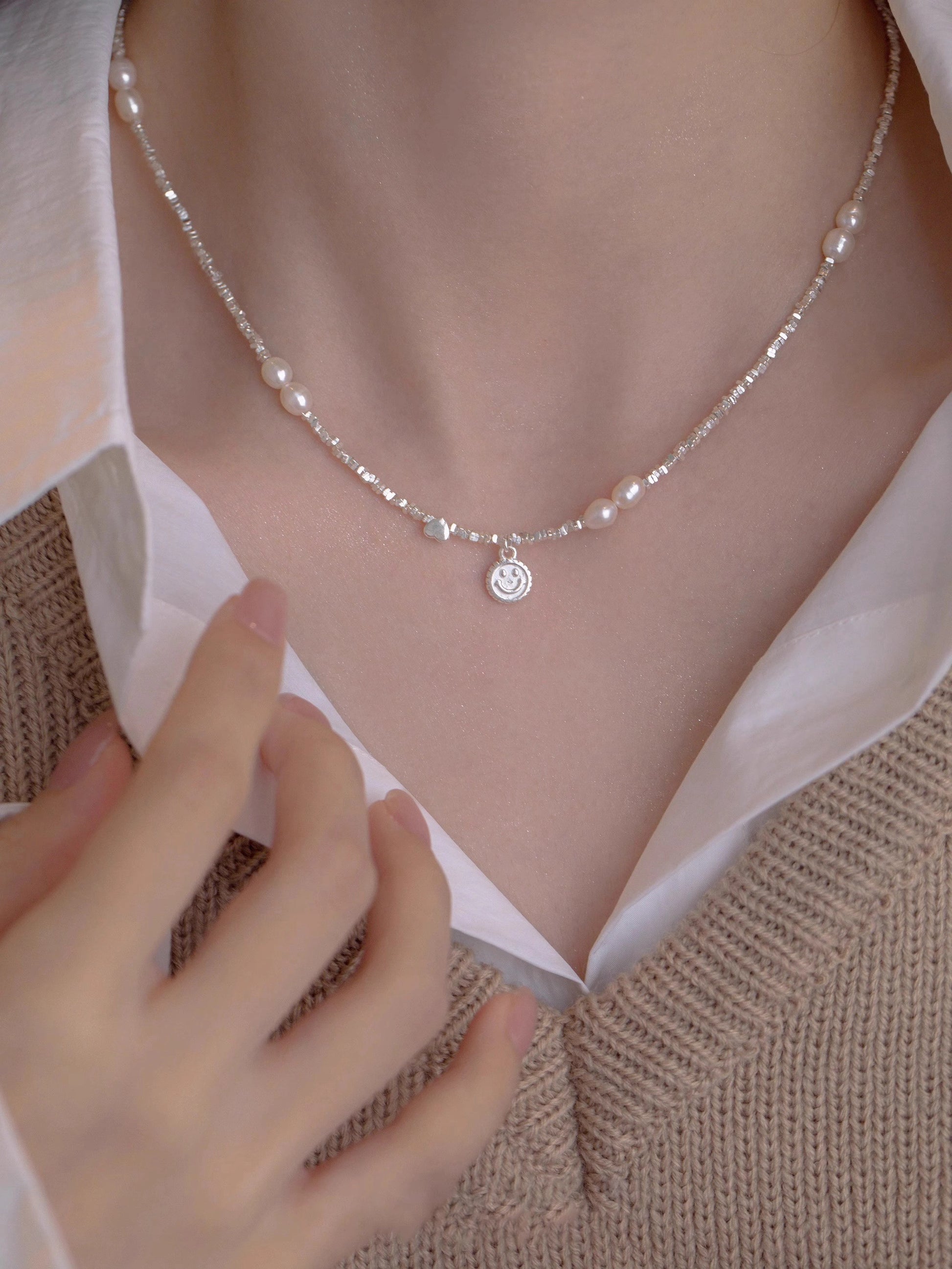 Pearl Heart Pendant Necklace [M3XH75JP]