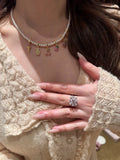 Pearl Necklace with Sparkling Fruit Charm [5GVPRJI7]