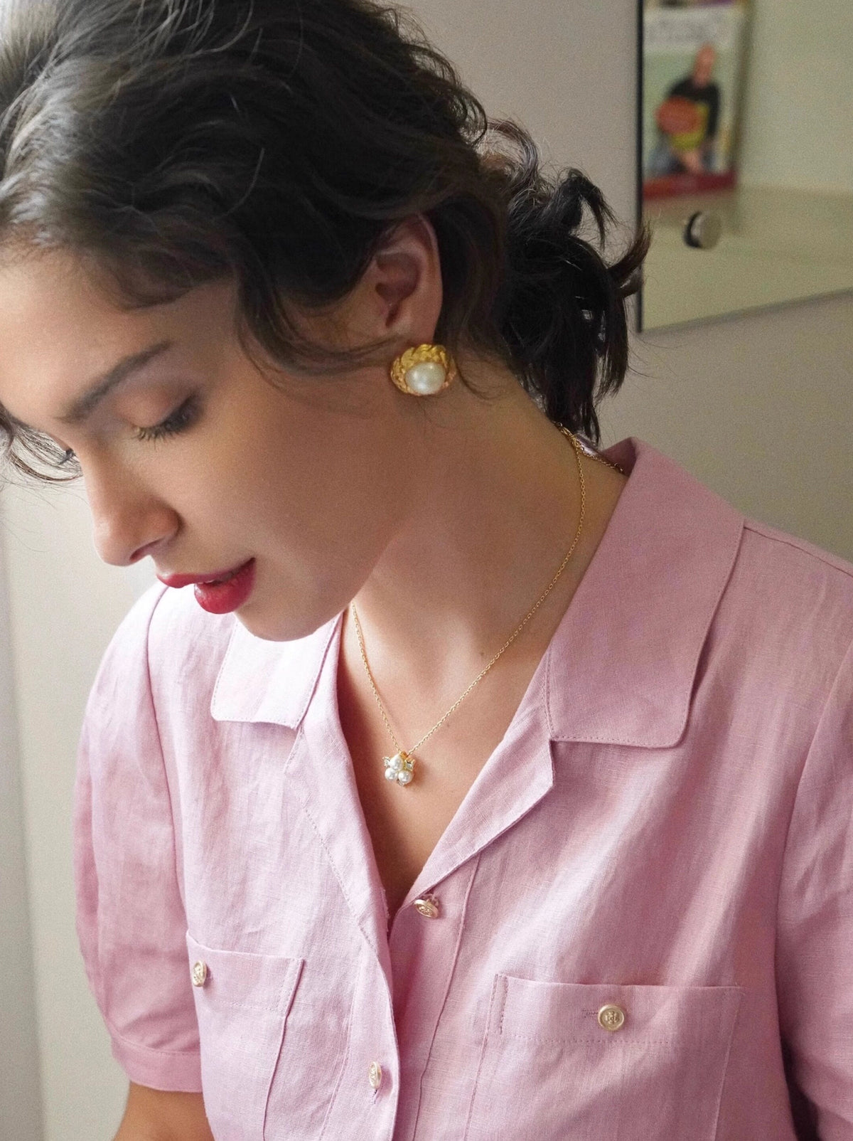 Pearl Woven Clip-On Earrings [D18PK876]