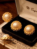 Pearl Woven Clip-On Earrings [PTGDMLD5]