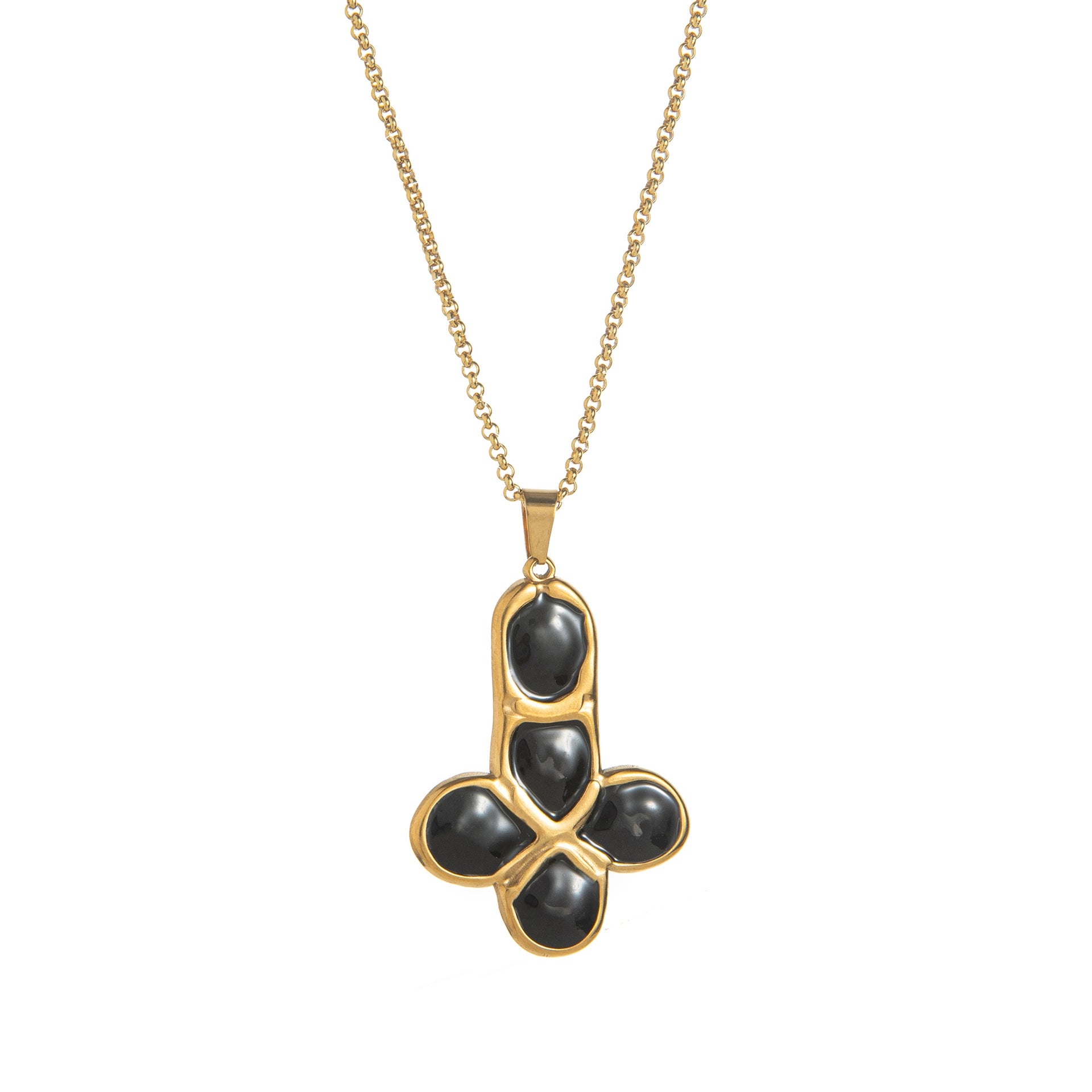 Pebble Cross Pendant Necklace [MS78N5K0]