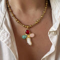 Pebble Cross Pendant Necklace [F41H2UY7]