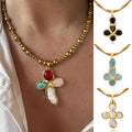 Pebble Cross Pendant Necklace [PSP6W1KK]