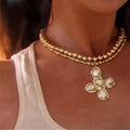 Pebble Cross Pendant Necklace [ICLH7CPR]