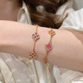 Pink Clover Pendant Necklace [Q0CVZF3K]