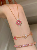 Pink Clover Pendant Necklace [9CNSFWSL]