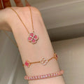 Pink Clover Pendant Necklace [LN8HDYMW]