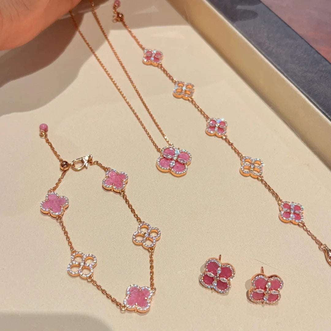 Pink Clover Pendant Necklace [LMXHHMYB]