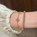Pink Clover Pendant Necklace [6LLWB1HA]