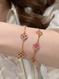 Pink Clover Pendant Necklace [O491EYD1]