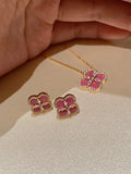 Pink Clover Pendant Necklace [BVUKDGIG]