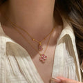 Pink Clover Pendant Necklace [5FQHPIRW]