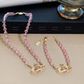 Pink Crystal Saturn Beaded Necklace [Z52QT8WL]