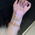 Pink Crystal Saturn Beaded Necklace [OP9AJIKX]