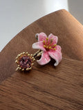 Pink Lily Enamel Open Ring [B0O7EADZ]