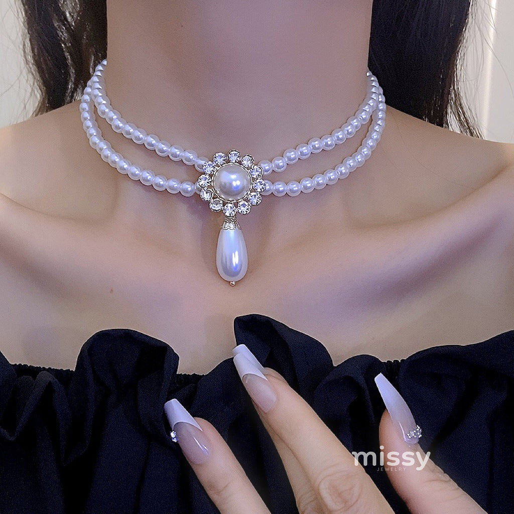 Presleigh Layered Pearl Drop Necklace [0E00IAJG]