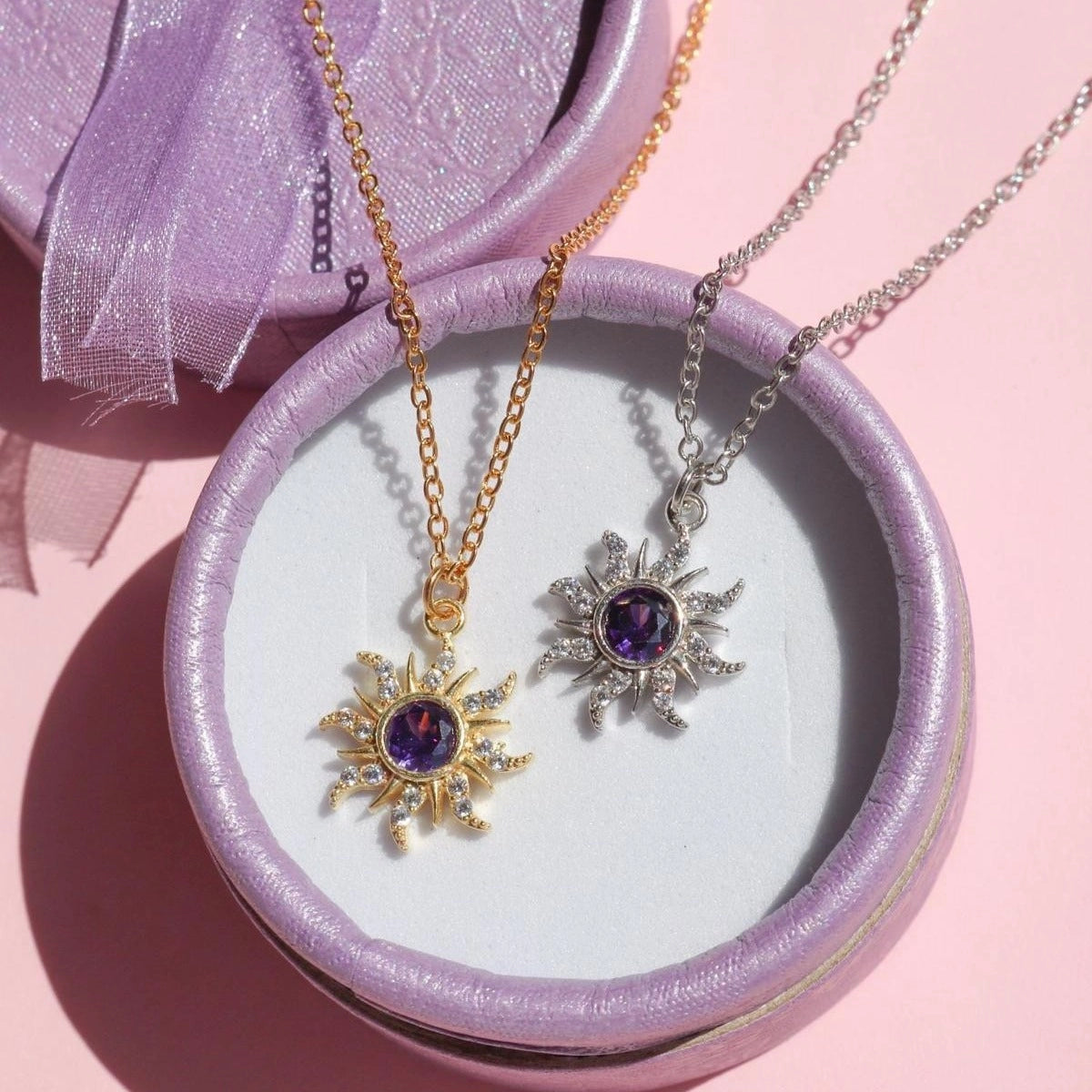 Purple Zircon Star Pendant Necklace [1XBUV460]