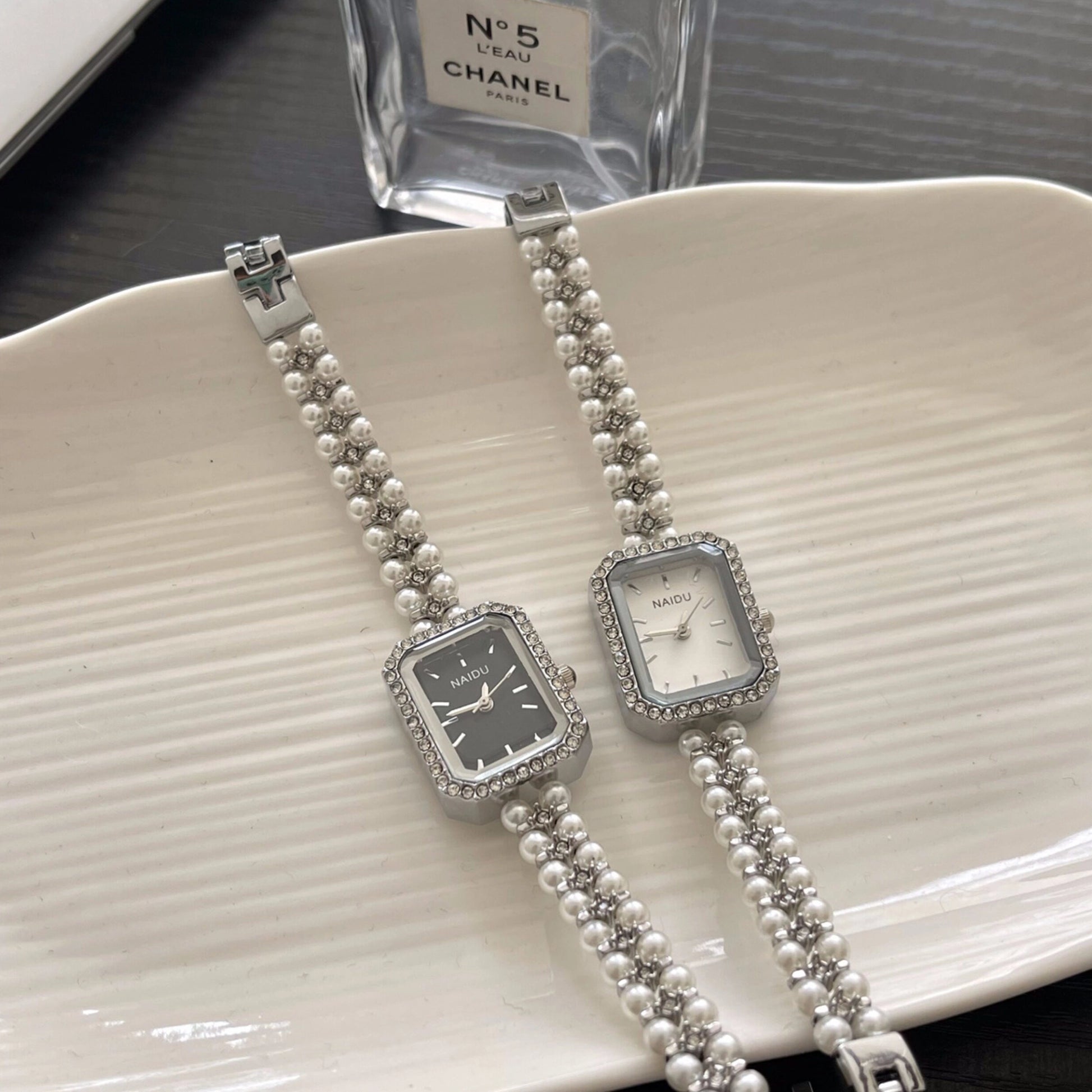 Rectangle Pearl Bracelet Watch [X7T9E9CI]