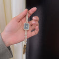 Rectangle Pearl Bracelet Watch [W0SBWAQT]