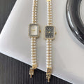 Rectangle Pearl Bracelet Watch [D2J9JOY3]