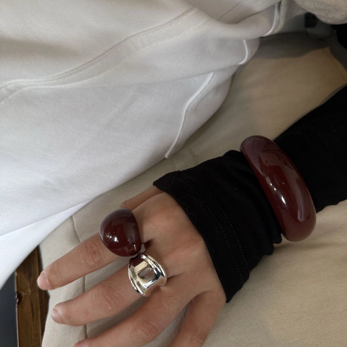 Resin Bangle and Ring Set [YPTUM91T]