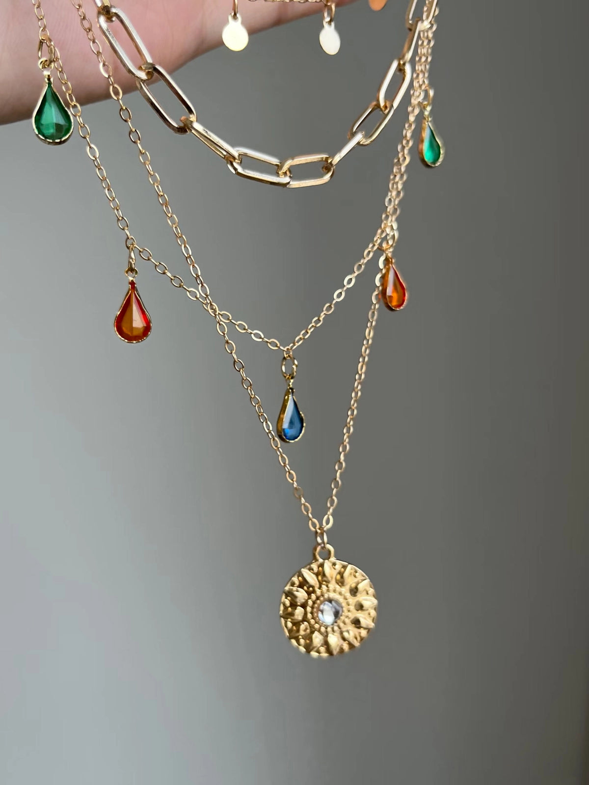 Retro Layered Gemstone Necklace [2ZBQINNS]