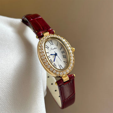 Retro Oval Leather Strap Watch [TTT46C62]