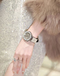 Rhinestone Detail Round Wrist Watch [A1KSV88X]