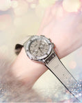 Rhinestone Detail Round Wrist Watch [MF6FMV8J]