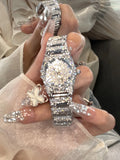 Rhinestone Embellished Round Wrist Watch [78OAVV6S]