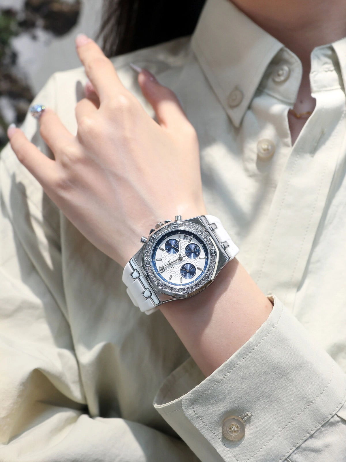 Rhinestone Silicone Strap Watch [3LD3I9UZ]