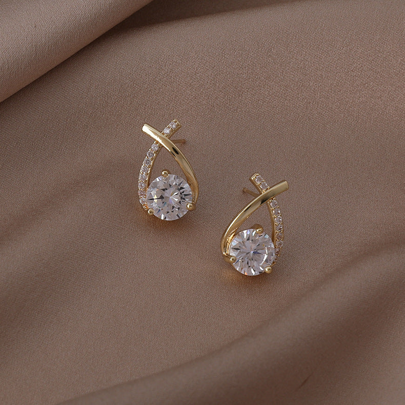 Romy Zircon Cross Drop Earrings [NTY13A3T]