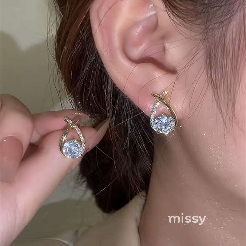 Romy Zircon Cross Drop Earrings [NTY13A3T]